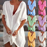 Relaxed V-Neck Beach Cover Up Dress