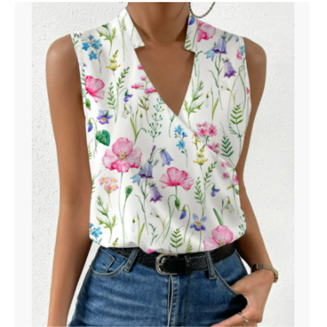 Sleeveless Wrap V-Neck Blouse