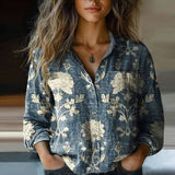 Vintage Floral Button Front Blouse