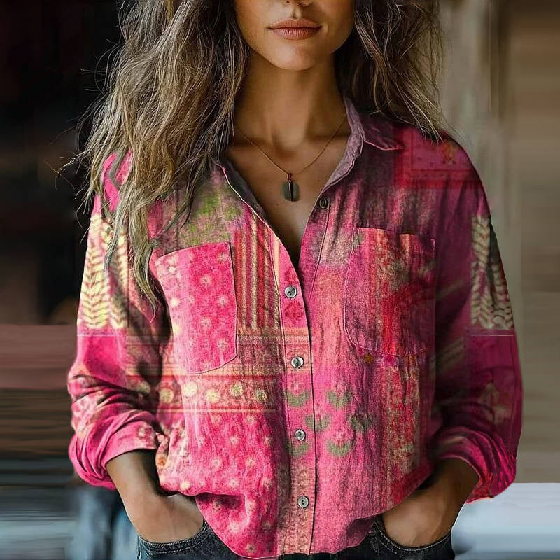 Vintage Floral Button Front Blouse