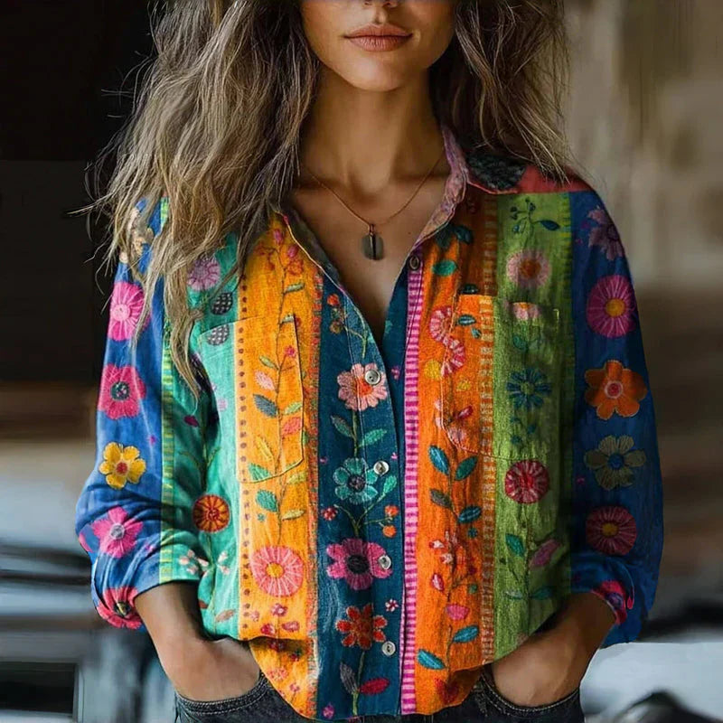 Vintage Floral Button Front Blouse