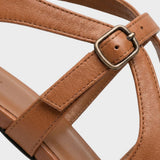 Women's Brown Leather-Look Classic Court Pumps