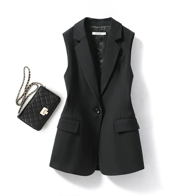 Sleeveless Tailored Longline Blazer Vest