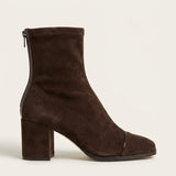Women's Brown Suede-Look Block Heel Ankle Boots