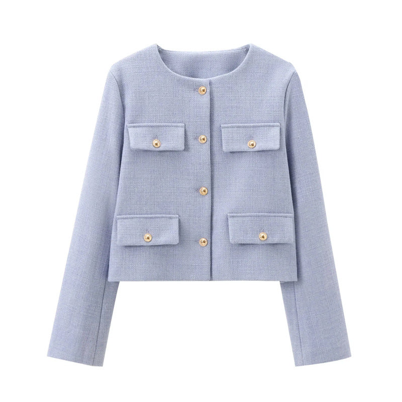 Cropped Jacket with Gold-Tone Buttons – Tailored, Elegant and Effortlessly Versatile