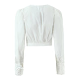 Cropped Long Sleeve Knit Top with Minimalist Design