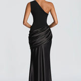 One Shoulder Ruched Maxi Dress