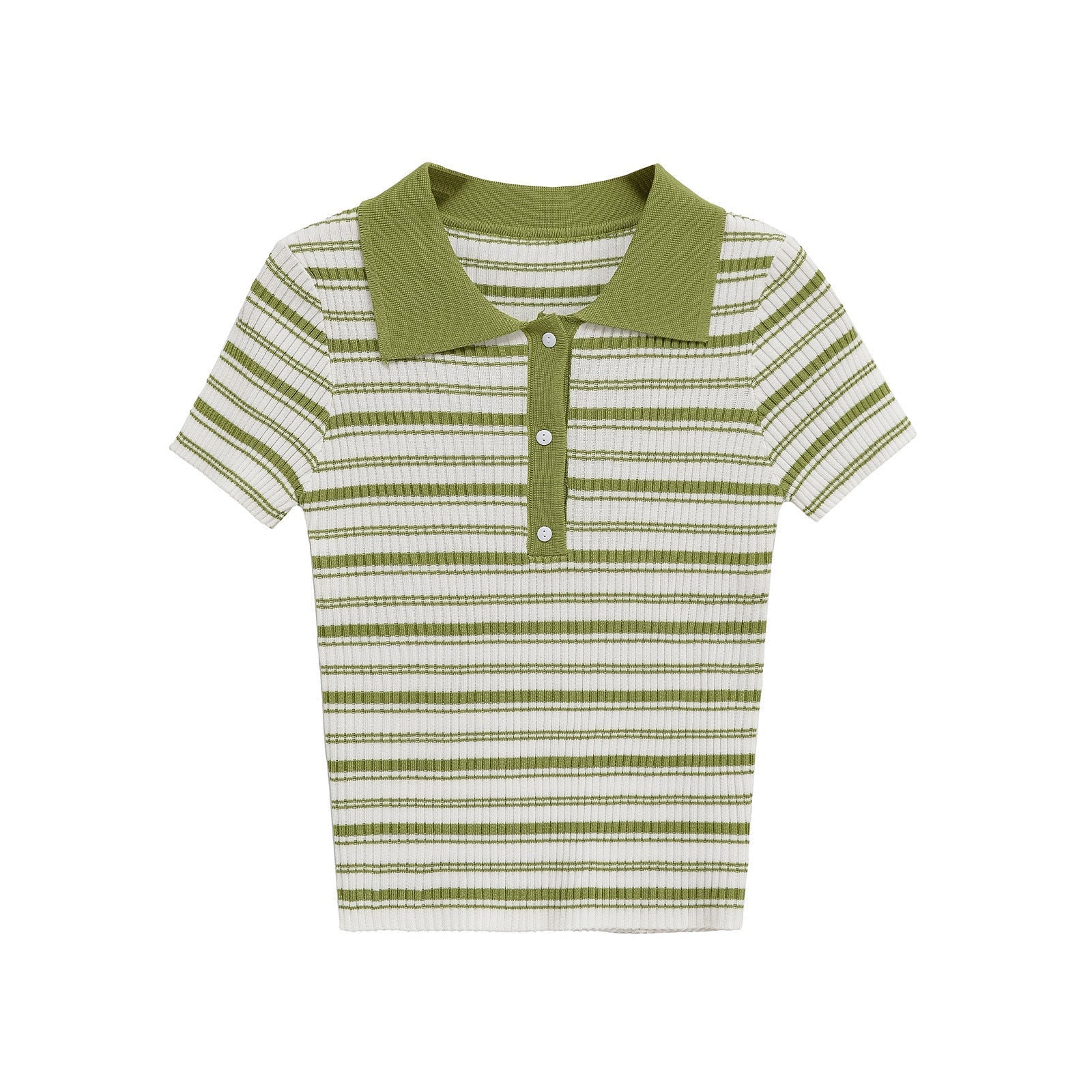Slim Fit Striped Short Sleeve Women Polo Shirt