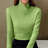 Women's Asymmetric Collar Long Sleeve Top