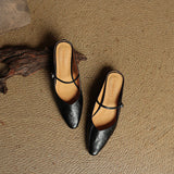 Virelia Leather Mary Jane Mules – Pointed Toe Elegance with All-Day Comfort