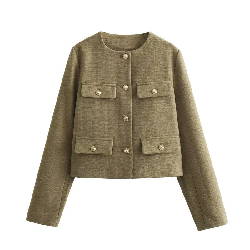 Cropped Jacket with Gold-Tone Buttons – Tailored, Elegant and Effortlessly Versatile