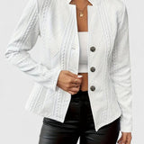 Textured Button Front Tailored Blazer