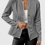 Textured Button Front Tailored Blazer