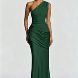 One Shoulder Ruched Maxi Dress