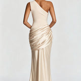 One Shoulder Ruched Maxi Dress
