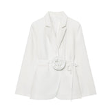 Floral Belt Tailored Blazer