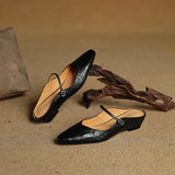 Virelia Leather Mary Jane Mules – Pointed Toe Elegance with All-Day Comfort