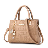 Women's Croc-Effect Shoulder Bag with Adjustable Strap
