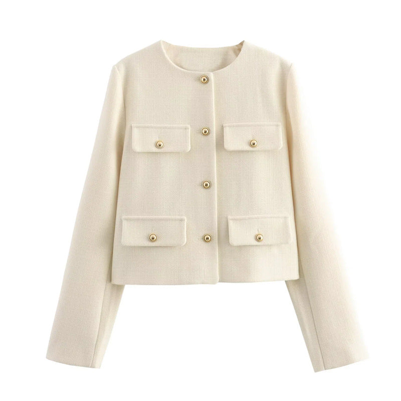 Cropped Jacket with Gold-Tone Buttons – Tailored, Elegant and Effortlessly Versatile