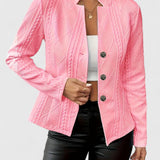 Textured Button Front Tailored Blazer