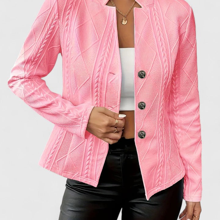Textured Button Front Tailored Blazer