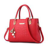 Women's Croc-Effect Shoulder Bag with Adjustable Strap