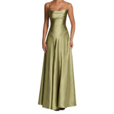 Women's Satin Sweetheart Strapless Maxi Dress