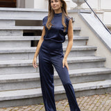 Sleeveless Satin-Look Wide-Leg Jumpsuit