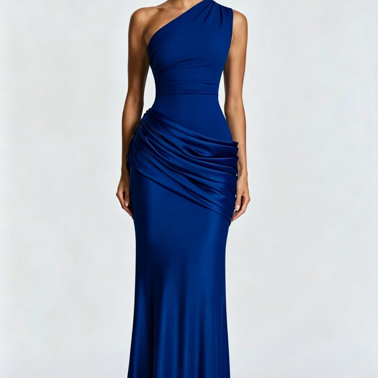 One Shoulder Ruched Maxi Dress