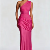 One Shoulder Ruched Maxi Dress