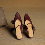 Virelia Leather Mary Jane Mules – Pointed Toe Elegance with All-Day Comfort