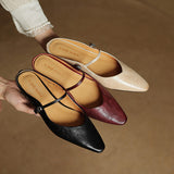 Virelia Leather Mary Jane Mules – Pointed Toe Elegance with All-Day Comfort