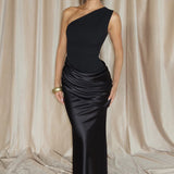 One Shoulder Ruched Maxi Dress