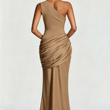 One Shoulder Ruched Maxi Dress