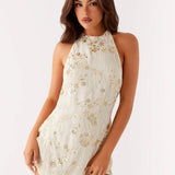 Floral Halter Mini Dress