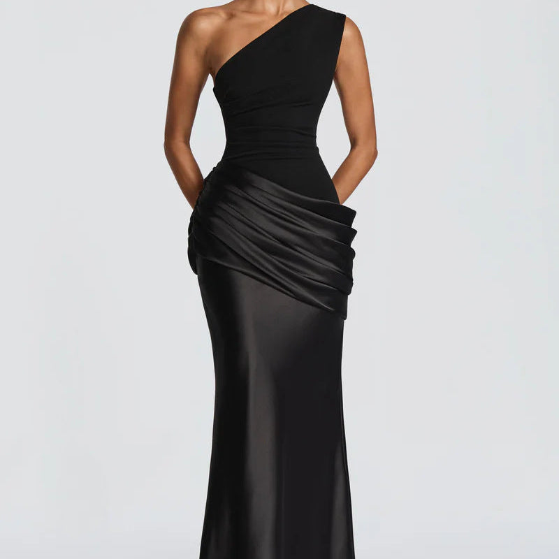 One Shoulder Ruched Maxi Dress