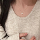 Women's Minimalist Sterling Silver Zirconia Pendant Necklace