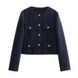 Cropped Jacket with Gold-Tone Buttons – Tailored, Elegant and Effortlessly Versatile