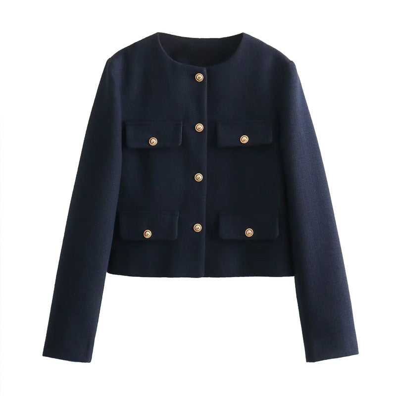 Cropped Jacket with Gold-Tone Buttons – Tailored, Elegant and Effortlessly Versatile