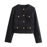 Cropped Jacket with Gold-Tone Buttons – Tailored, Elegant and Effortlessly Versatile
