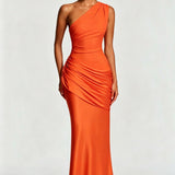 One Shoulder Ruched Maxi Dress