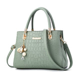 Women's Croc-Effect Shoulder Bag with Adjustable Strap