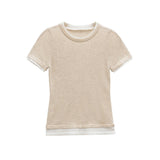Classic Crew Neck Short Sleeve T Shirt with Contrast Trim