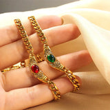 Women's 18K Gold Plated Gemstone Pendant Necklace
