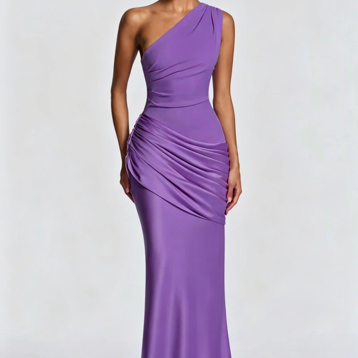 One Shoulder Ruched Maxi Dress