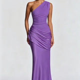 One Shoulder Ruched Maxi Dress