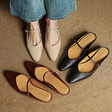Virelia Leather Mary Jane Mules – Pointed Toe Elegance with All-Day Comfort
