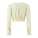 Cropped Long Sleeve Knit Top with Minimalist Design