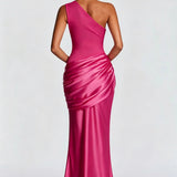 One Shoulder Ruched Maxi Dress