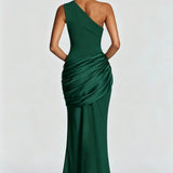 One Shoulder Ruched Maxi Dress